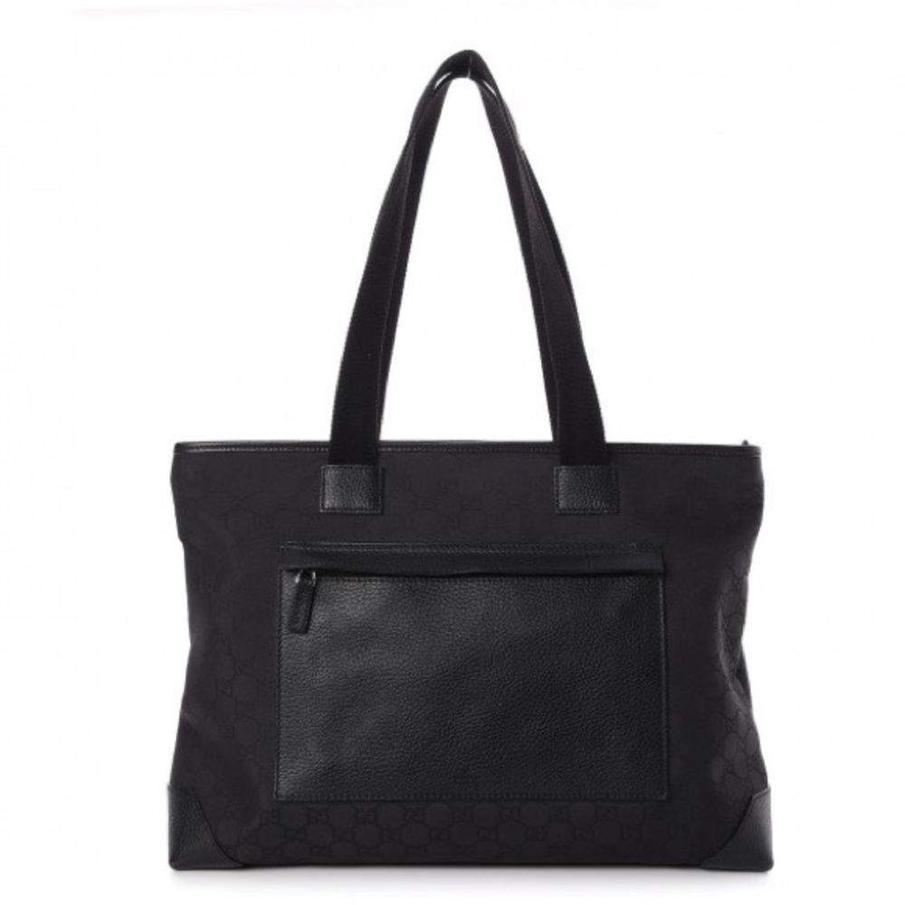 Gucci Black Leather-Trim Tote